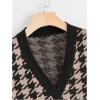 imageSweatyRocks Womens Sleeveless V Neck Knit Sweater Vest Houndstooth Crop Tank TopApricot