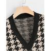 imageSweatyRocks Womens Sleeveless V Neck Knit Sweater Vest Houndstooth Crop Tank TopBeige