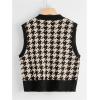 imageSweatyRocks Womens Sleeveless V Neck Knit Sweater Vest Houndstooth Crop Tank TopBeige