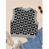 imageSweatyRocks Womens Sleeveless V Neck Knit Sweater Vest Houndstooth Crop Tank TopBlack and Grey