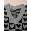 imageSweatyRocks Womens Sleeveless V Neck Knit Sweater Vest Houndstooth Crop Tank TopBlack and Grey