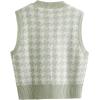 imageSweatyRocks Womens Sleeveless V Neck Knit Sweater Vest Houndstooth Crop Tank TopGreen White