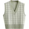 imageSweatyRocks Womens Sleeveless V Neck Knit Sweater Vest Houndstooth Crop Tank TopGreen White