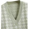 imageSweatyRocks Womens Sleeveless V Neck Knit Sweater Vest Houndstooth Crop Tank TopGreen White