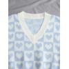 imageSweatyRocks Womens Sleeveless V Neck Knit Sweater Vest Houndstooth Crop Tank TopLight Blue