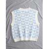 imageSweatyRocks Womens Sleeveless V Neck Knit Sweater Vest Houndstooth Crop Tank TopLight Blue