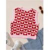 imageSweatyRocks Womens Sleeveless V Neck Knit Sweater Vest Houndstooth Crop Tank TopRed and Pink