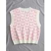 imageSweatyRocks Womens Sleeveless V Neck Knit Sweater Vest Houndstooth Crop Tank TopSolid Pink