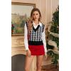 imageSweatyRocks Womens Sleeveless V Neck Knit Sweater Vest Houndstooth Crop Tank TopWhite Black