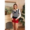 imageSweatyRocks Womens Sleeveless V Neck Knit Sweater Vest Houndstooth Crop Tank TopWhite Black