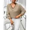 imageSweatyRocks Womens Striped V Neck Long Sleeve Sweater Drop Shoulder Loose Fit Pullover Knitwear TopApricot