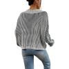 imageSweatyRocks Womens Striped V Neck Long Sleeve Sweater Drop Shoulder Loose Fit Pullover Knitwear TopBlack White