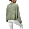 imageSweatyRocks Womens Striped V Neck Long Sleeve Sweater Drop Shoulder Loose Fit Pullover Knitwear TopDark Green