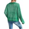 imageSweatyRocks Womens Striped V Neck Long Sleeve Sweater Drop Shoulder Loose Fit Pullover Knitwear TopGreen