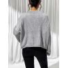 imageSweatyRocks Womens Striped V Neck Long Sleeve Sweater Drop Shoulder Loose Fit Pullover Knitwear TopGrey