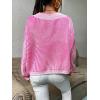 imageSweatyRocks Womens Striped V Neck Long Sleeve Sweater Drop Shoulder Loose Fit Pullover Knitwear TopHot Pink