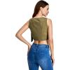 imageSweatyRocks Womens Suede Fringe Trim Sleeveless Crop Vest Jacket Button Front CoatArmy Green