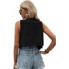 imageSweatyRocks Womens Suede Fringe Trim Sleeveless Crop Vest Jacket Button Front CoatBlack