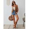 imageSweatyRocks Womens Suede Fringe Trim Sleeveless Crop Vest Jacket Button Front CoatPure Brown