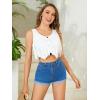 imageSweatyRocks Womens Suede Fringe Trim Sleeveless Crop Vest Jacket Button Front CoatWhite