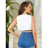 imageSweatyRocks Womens Suede Fringe Trim Sleeveless Crop Vest Jacket Button Front CoatWhite