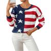 imageSweatyRocks Womens American Flag Sweater USA Star Striped Knit Sweater Crew Neck Pullover Long Sleeve TopMulticolored