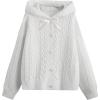imageSweatyRocks Womens Button Down Long Sleeve Cable Knit Fuzzy Hooded Cardigan SweaterWhite