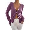 imageSweatyRocks Womens Button Down Long Sleeve Cardigans V Neck Casual Knit SweaterPurple