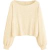 imageSweatyRocks Womens Casual Crewneck Raglan Long Sleeve Ribbed Knit Crop Top Cropped SweaterPlain Beige