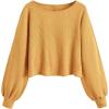 imageSweatyRocks Womens Casual Crewneck Raglan Long Sleeve Ribbed Knit Crop Top Cropped SweaterYellow