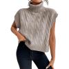 imageSweatyRocks Womens Casual Sleeveless Turtle Neck Sweater Vest Cable Knitted Solid Crop Tank TopApricot
