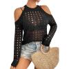 imageSweatyRocks Womens Cold Shoulder Sweater Hollow Out Crew Neck Long Sleeve Pullover TopsBlack