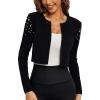 imageSweatyRocks Womens Elegant Long Sleeve Beaded Open Front Cropped Cardigan SweaterBlack