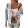 imageSweatyRocks Womens Floral Print Long Sleeve Button Down Cardigans Sweater Casual Drop Shoulder V Neck OutwearGrey