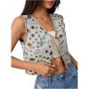 imageSweatyRocks Womens Floral Print Vest Tie Front V Neck Sleeveless Crop Vest OuterwearMulticolor