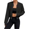 imageSweatyRocks Womens Lightweight Jackets Casual Basic Zip Up Cropped Bomber JacketBlack