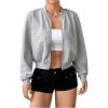 imageSweatyRocks Womens Lightweight Jackets Casual Basic Zip Up Cropped Bomber JacketLight Grey