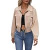imageSweatyRocks Womens Long Sleeve Collar Zip Up Shirred Drawstring Hem Jackets Casual Flap Pocket Coat OuterwearKhaki