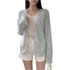 imageSweatyRocks Womens Open Front Lightweight Cardigans Long Sleeve Knitted Sweaters OutwearApricot