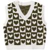 imageSweatyRocks Womens Sleeveless V Neck Knit Sweater Vest Houndstooth Crop Tank TopArmy Green