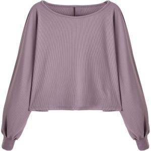 imageSweatyRocks Womens Casual Crewneck Raglan Long Sleeve Ribbed Knit Crop Top Cropped SweaterDusty Purple