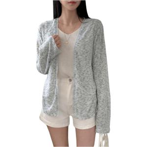imageSweatyRocks Womens Open Front Lightweight Cardigans Long Sleeve Knitted Sweaters OutwearApricot