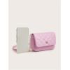 imageSweatyRocks Girls PU Leather Chain Strap Crossbody Bag Metal Decor Flap Wallet Mini Square Bag White OneSizePink