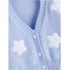 imageSweatyRocks Womens Cardigan Cartoon Long Sleeve Button Down V Neck Drop Shoulder Cropped Sweater TopsLight Blue