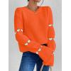 imageSweatyRocks Womens Casual Heart Print Round Neck Drop Shoulder Long Sleeve Knitted Pullover Sweater TopOrange