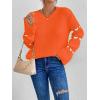 imageSweatyRocks Womens Casual Heart Print Round Neck Drop Shoulder Long Sleeve Knitted Pullover Sweater TopOrange