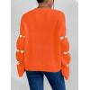 imageSweatyRocks Womens Casual Heart Print Round Neck Drop Shoulder Long Sleeve Knitted Pullover Sweater TopOrange