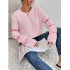 imageSweatyRocks Womens Casual Heart Print Round Neck Drop Shoulder Long Sleeve Knitted Pullover Sweater TopPink