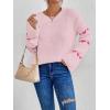 imageSweatyRocks Womens Casual Heart Print Round Neck Drop Shoulder Long Sleeve Knitted Pullover Sweater TopPink