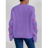 imageSweatyRocks Womens Casual Heart Print Round Neck Drop Shoulder Long Sleeve Knitted Pullover Sweater TopPurple